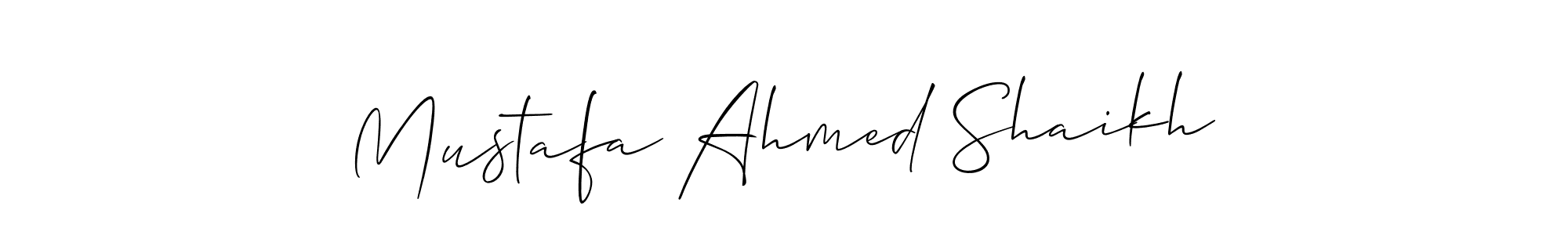 Also we have Mustafa Ahmed Shaikh name is the best signature style. Create professional handwritten signature collection using Allison_Script autograph style. Mustafa Ahmed Shaikh signature style 2 images and pictures png