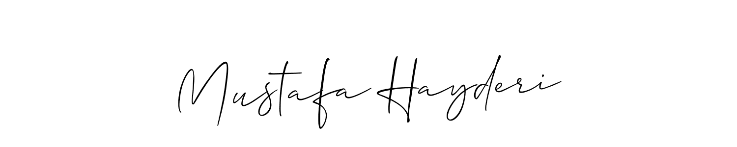 Also we have Mustafa Hayderi name is the best signature style. Create professional handwritten signature collection using Allison_Script autograph style. Mustafa Hayderi signature style 2 images and pictures png