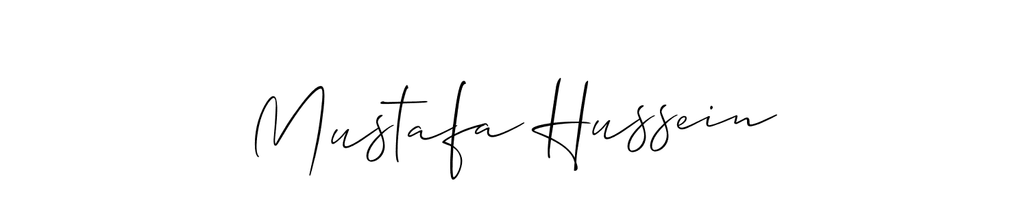 Make a beautiful signature design for name Mustafa Hussein. With this signature (Allison_Script) style, you can create a handwritten signature for free. Mustafa Hussein signature style 2 images and pictures png