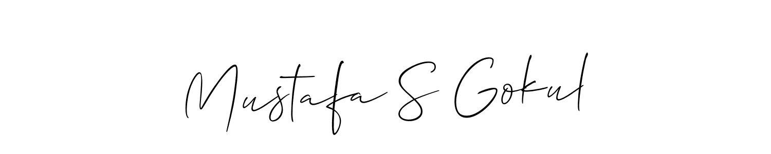 Make a beautiful signature design for name Mustafa S Gokul. With this signature (Allison_Script) style, you can create a handwritten signature for free. Mustafa S Gokul signature style 2 images and pictures png