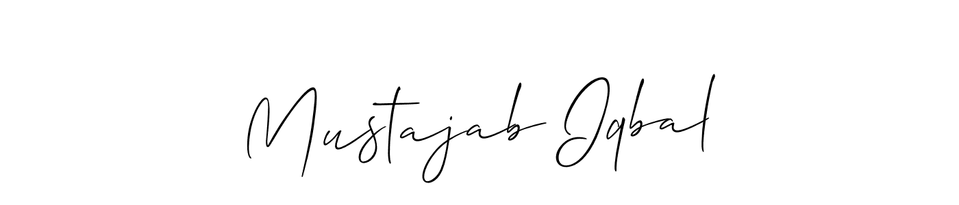 Mustajab Iqbal stylish signature style. Best Handwritten Sign (Allison_Script) for my name. Handwritten Signature Collection Ideas for my name Mustajab Iqbal. Mustajab Iqbal signature style 2 images and pictures png