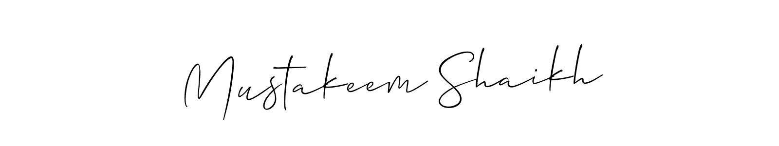 Also You can easily find your signature by using the search form. We will create Mustakeem Shaikh name handwritten signature images for you free of cost using Allison_Script sign style. Mustakeem Shaikh signature style 2 images and pictures png