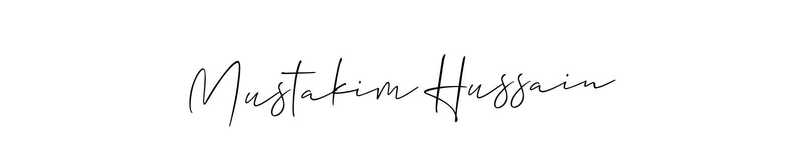 Make a beautiful signature design for name Mustakim Hussain. With this signature (Allison_Script) style, you can create a handwritten signature for free. Mustakim Hussain signature style 2 images and pictures png