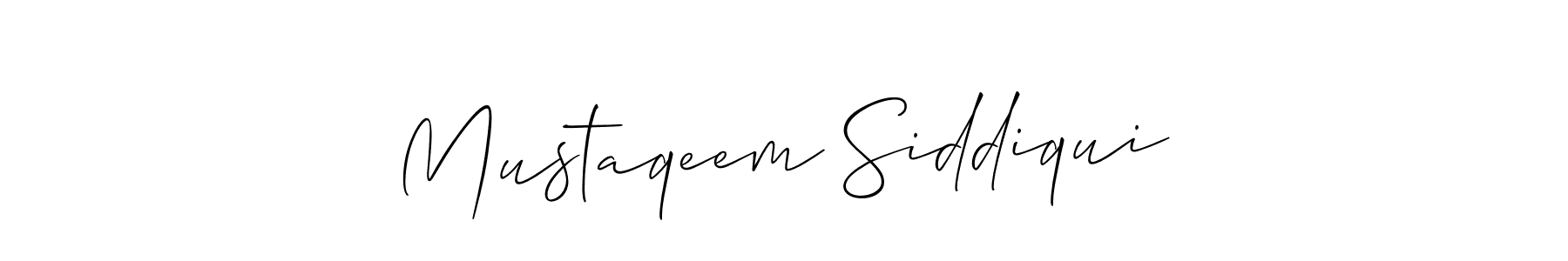 Also we have Mustaqeem Siddiqui name is the best signature style. Create professional handwritten signature collection using Allison_Script autograph style. Mustaqeem Siddiqui signature style 2 images and pictures png