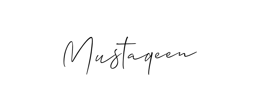Also we have Mustaqeen name is the best signature style. Create professional handwritten signature collection using Allison_Script autograph style. Mustaqeen signature style 2 images and pictures png