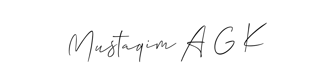 Mustaqim A G K stylish signature style. Best Handwritten Sign (Allison_Script) for my name. Handwritten Signature Collection Ideas for my name Mustaqim A G K. Mustaqim A G K signature style 2 images and pictures png