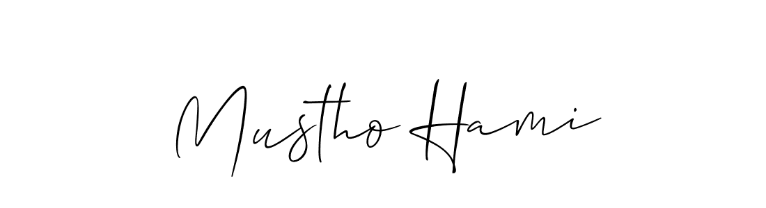 Create a beautiful signature design for name Mustho Hami. With this signature (Allison_Script) fonts, you can make a handwritten signature for free. Mustho Hami signature style 2 images and pictures png