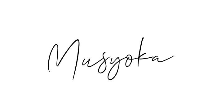 Make a beautiful signature design for name Musyoka. With this signature (Allison_Script) style, you can create a handwritten signature for free. Musyoka signature style 2 images and pictures png