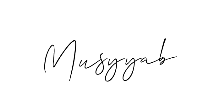 It looks lik you need a new signature style for name Musyyab. Design unique handwritten (Allison_Script) signature with our free signature maker in just a few clicks. Musyyab signature style 2 images and pictures png
