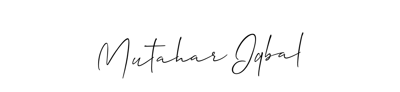 How to make Mutahar Iqbal name signature. Use Allison_Script style for creating short signs online. This is the latest handwritten sign. Mutahar Iqbal signature style 2 images and pictures png