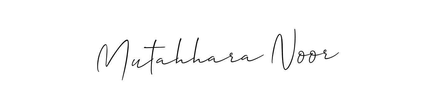 How to make Mutahhara Noor name signature. Use Allison_Script style for creating short signs online. This is the latest handwritten sign. Mutahhara Noor signature style 2 images and pictures png