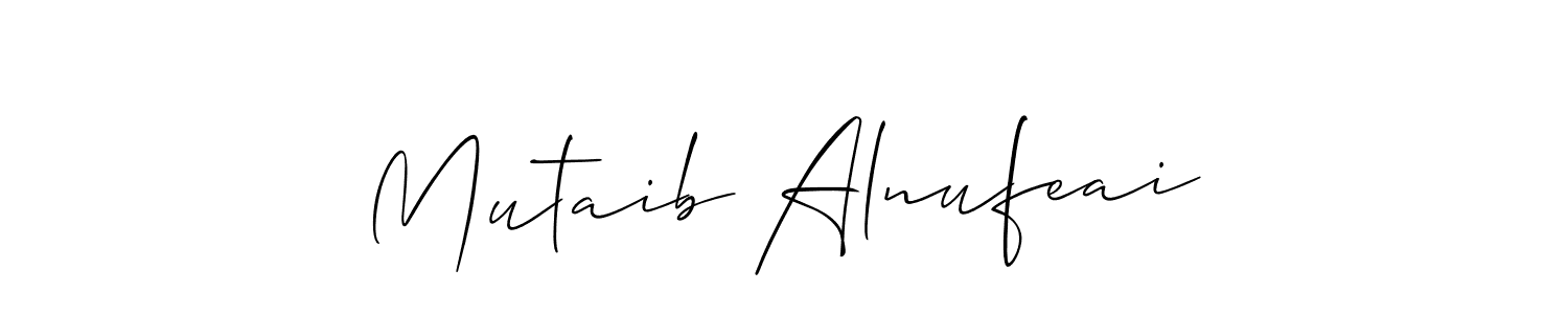 It looks lik you need a new signature style for name Mutaib Alnufeai. Design unique handwritten (Allison_Script) signature with our free signature maker in just a few clicks. Mutaib Alnufeai signature style 2 images and pictures png