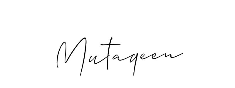 Make a beautiful signature design for name Mutaqeen. With this signature (Allison_Script) style, you can create a handwritten signature for free. Mutaqeen signature style 2 images and pictures png
