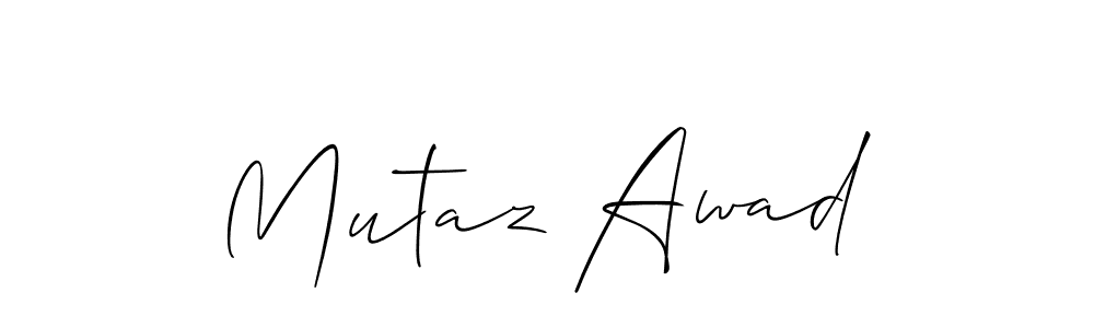 Make a short Mutaz Awad signature style. Manage your documents anywhere anytime using Allison_Script. Create and add eSignatures, submit forms, share and send files easily. Mutaz Awad signature style 2 images and pictures png