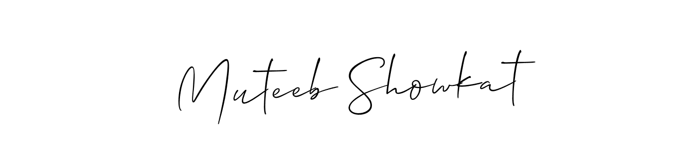 Allison_Script is a professional signature style that is perfect for those who want to add a touch of class to their signature. It is also a great choice for those who want to make their signature more unique. Get Muteeb Showkat name to fancy signature for free. Muteeb Showkat signature style 2 images and pictures png