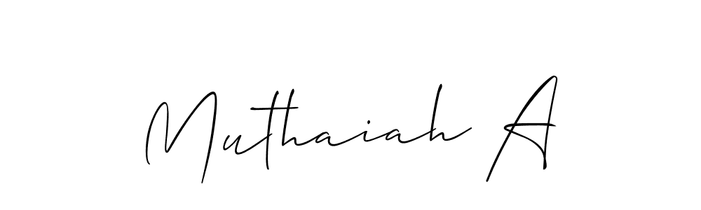 Use a signature maker to create a handwritten signature online. With this signature software, you can design (Allison_Script) your own signature for name Muthaiah A. Muthaiah A signature style 2 images and pictures png