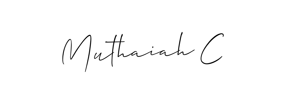 Use a signature maker to create a handwritten signature online. With this signature software, you can design (Allison_Script) your own signature for name Muthaiah C. Muthaiah C signature style 2 images and pictures png