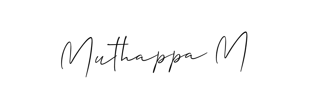 Also You can easily find your signature by using the search form. We will create Muthappa M name handwritten signature images for you free of cost using Allison_Script sign style. Muthappa M signature style 2 images and pictures png