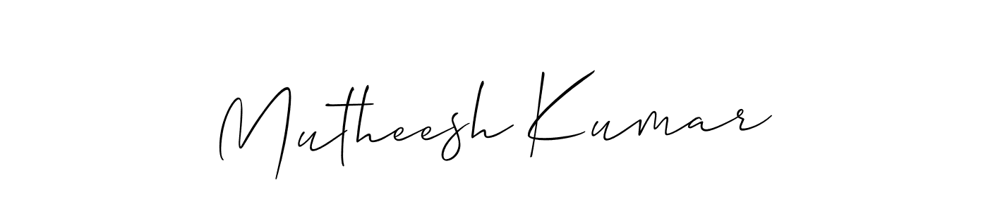 Make a short Mutheesh Kumar signature style. Manage your documents anywhere anytime using Allison_Script. Create and add eSignatures, submit forms, share and send files easily. Mutheesh Kumar signature style 2 images and pictures png