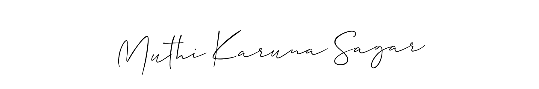 Allison_Script is a professional signature style that is perfect for those who want to add a touch of class to their signature. It is also a great choice for those who want to make their signature more unique. Get Muthi Karuna Sagar name to fancy signature for free. Muthi Karuna Sagar signature style 2 images and pictures png