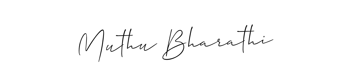 The best way (Allison_Script) to make a short signature is to pick only two or three words in your name. The name Muthu Bharathi include a total of six letters. For converting this name. Muthu Bharathi signature style 2 images and pictures png