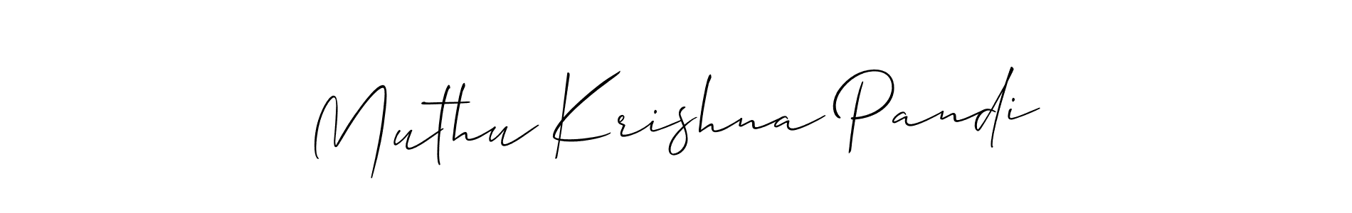 Allison_Script is a professional signature style that is perfect for those who want to add a touch of class to their signature. It is also a great choice for those who want to make their signature more unique. Get Muthu Krishna Pandi name to fancy signature for free. Muthu Krishna Pandi signature style 2 images and pictures png