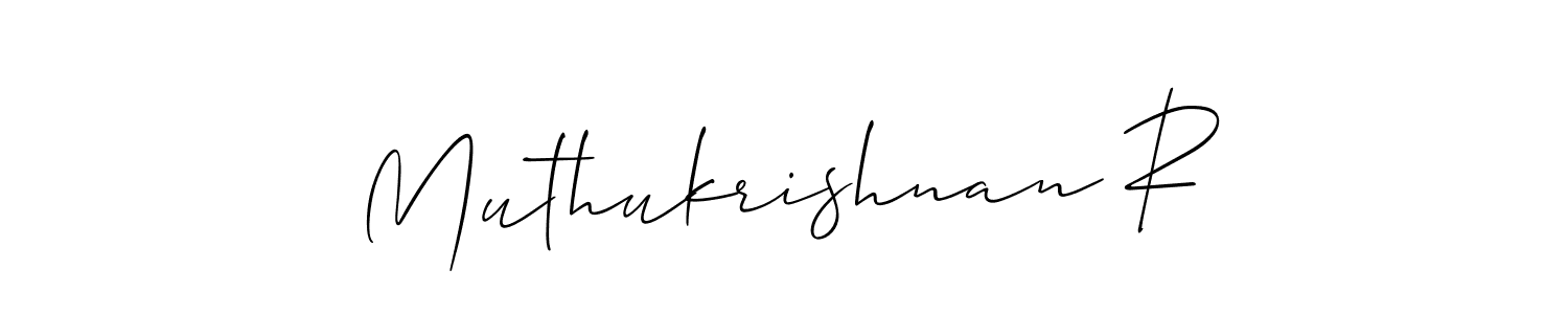 Create a beautiful signature design for name Muthukrishnan R. With this signature (Allison_Script) fonts, you can make a handwritten signature for free. Muthukrishnan R signature style 2 images and pictures png