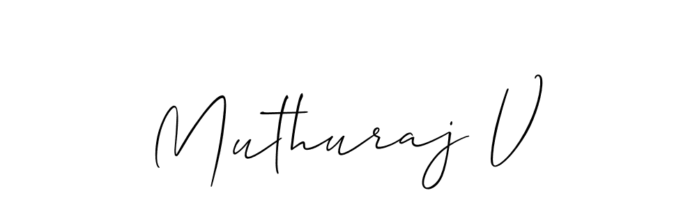 It looks lik you need a new signature style for name Muthuraj V. Design unique handwritten (Allison_Script) signature with our free signature maker in just a few clicks. Muthuraj V signature style 2 images and pictures png