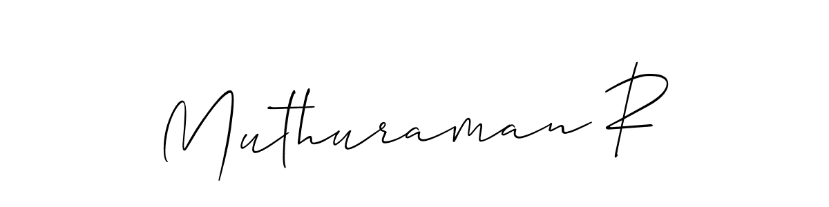 Design your own signature with our free online signature maker. With this signature software, you can create a handwritten (Allison_Script) signature for name Muthuraman R. Muthuraman R signature style 2 images and pictures png