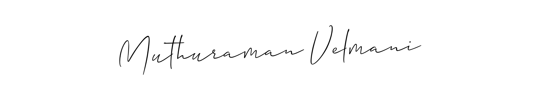 Create a beautiful signature design for name Muthuraman Velmani. With this signature (Allison_Script) fonts, you can make a handwritten signature for free. Muthuraman Velmani signature style 2 images and pictures png
