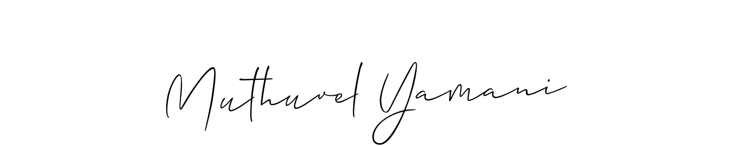 Allison_Script is a professional signature style that is perfect for those who want to add a touch of class to their signature. It is also a great choice for those who want to make their signature more unique. Get Muthuvel Yamani name to fancy signature for free. Muthuvel Yamani signature style 2 images and pictures png