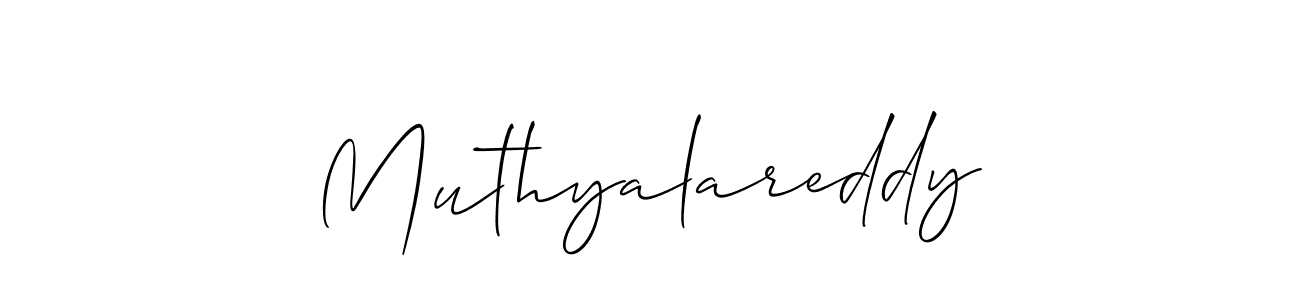 How to make Muthyalareddy name signature. Use Allison_Script style for creating short signs online. This is the latest handwritten sign. Muthyalareddy signature style 2 images and pictures png