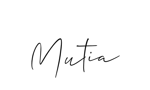 It looks lik you need a new signature style for name Mutia. Design unique handwritten (Allison_Script) signature with our free signature maker in just a few clicks. Mutia signature style 2 images and pictures png