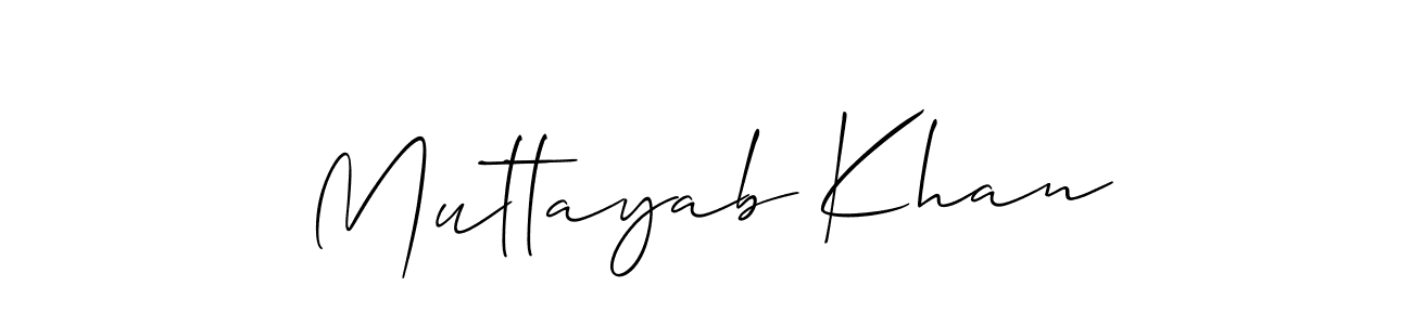 The best way (Allison_Script) to make a short signature is to pick only two or three words in your name. The name Muttayab Khan include a total of six letters. For converting this name. Muttayab Khan signature style 2 images and pictures png