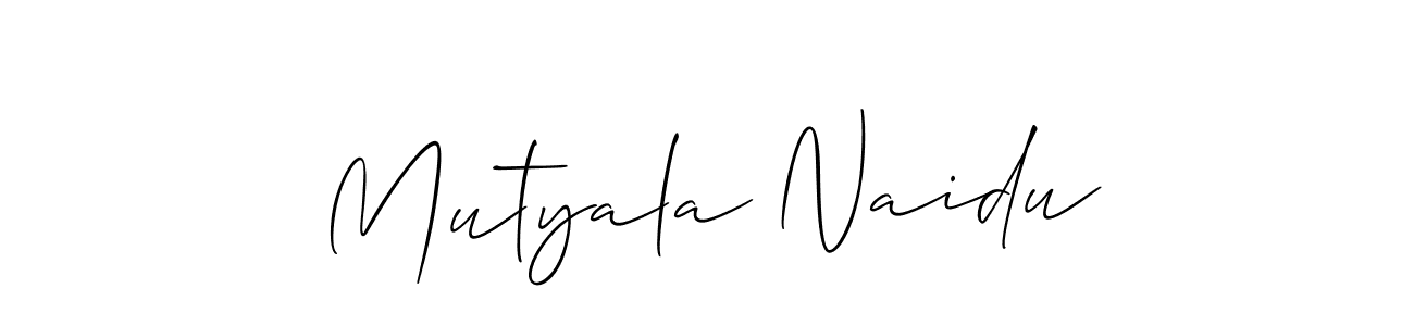 How to make Mutyala Naidu name signature. Use Allison_Script style for creating short signs online. This is the latest handwritten sign. Mutyala Naidu signature style 2 images and pictures png