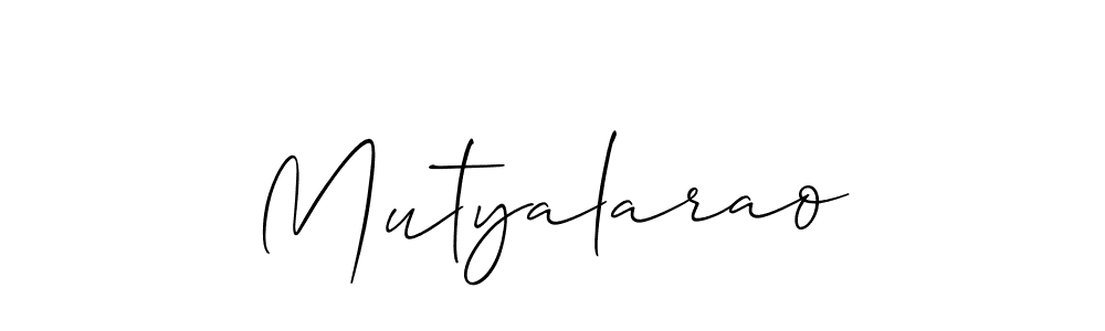 The best way (Allison_Script) to make a short signature is to pick only two or three words in your name. The name Mutyalarao include a total of six letters. For converting this name. Mutyalarao signature style 2 images and pictures png