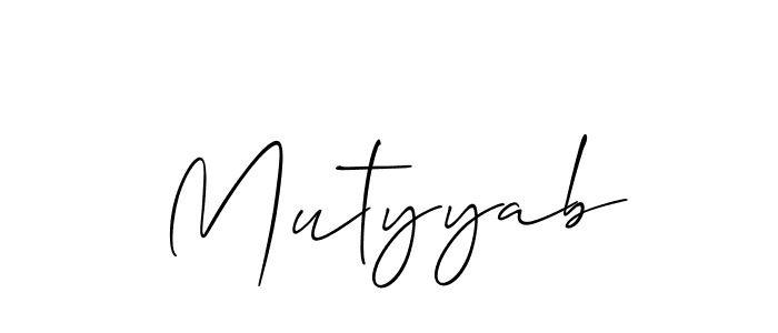 How to Draw Mutyyab signature style? Allison_Script is a latest design signature styles for name Mutyyab. Mutyyab signature style 2 images and pictures png