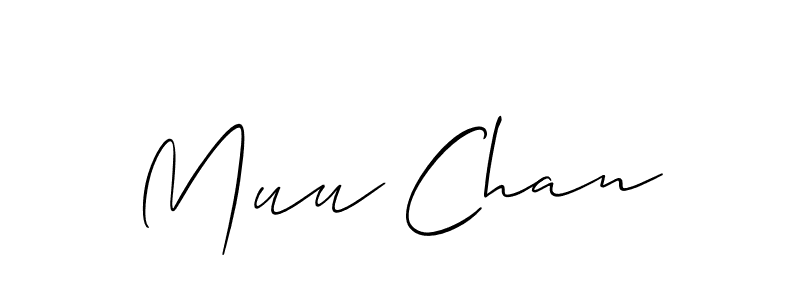 You should practise on your own different ways (Allison_Script) to write your name (Muu Chan) in signature. don't let someone else do it for you. Muu Chan signature style 2 images and pictures png