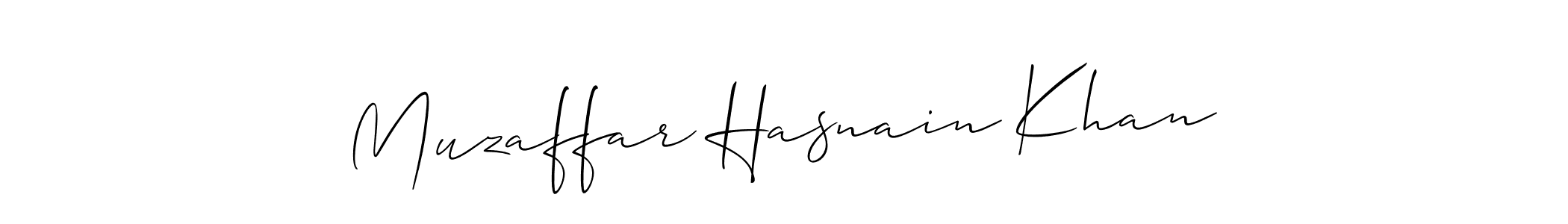Also You can easily find your signature by using the search form. We will create Muzaffar Hasnain Khan name handwritten signature images for you free of cost using Allison_Script sign style. Muzaffar Hasnain Khan signature style 2 images and pictures png