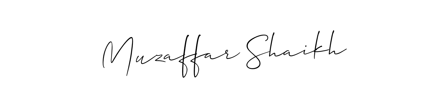 Make a beautiful signature design for name Muzaffar Shaikh. With this signature (Allison_Script) style, you can create a handwritten signature for free. Muzaffar Shaikh signature style 2 images and pictures png