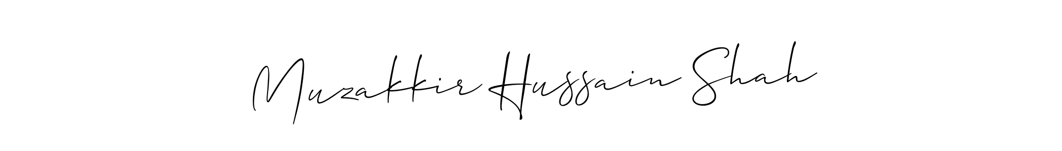 Create a beautiful signature design for name Muzakkir Hussain Shah. With this signature (Allison_Script) fonts, you can make a handwritten signature for free. Muzakkir Hussain Shah signature style 2 images and pictures png