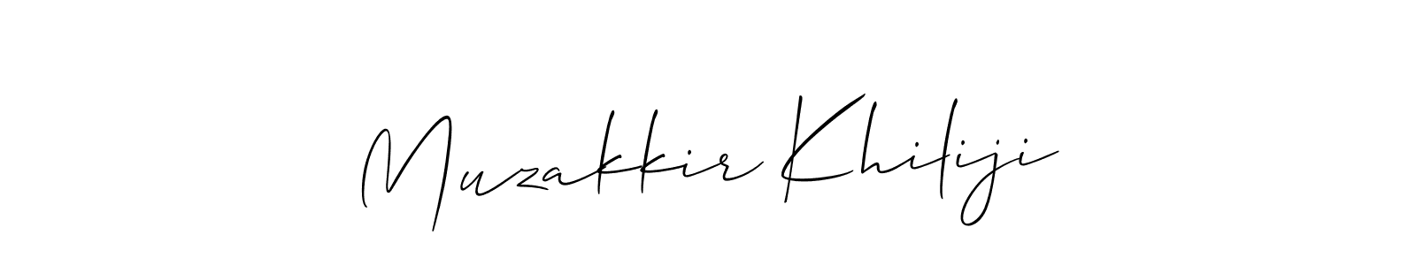 How to make Muzakkir Khiliji name signature. Use Allison_Script style for creating short signs online. This is the latest handwritten sign. Muzakkir Khiliji signature style 2 images and pictures png