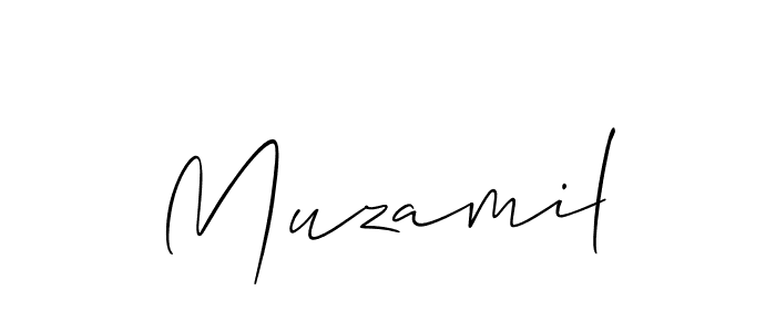 Use a signature maker to create a handwritten signature online. With this signature software, you can design (Allison_Script) your own signature for name Muzamil. Muzamil signature style 2 images and pictures png