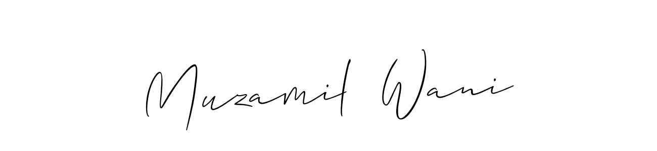 Allison_Script is a professional signature style that is perfect for those who want to add a touch of class to their signature. It is also a great choice for those who want to make their signature more unique. Get Muzamil  Wani name to fancy signature for free. Muzamil  Wani signature style 2 images and pictures png