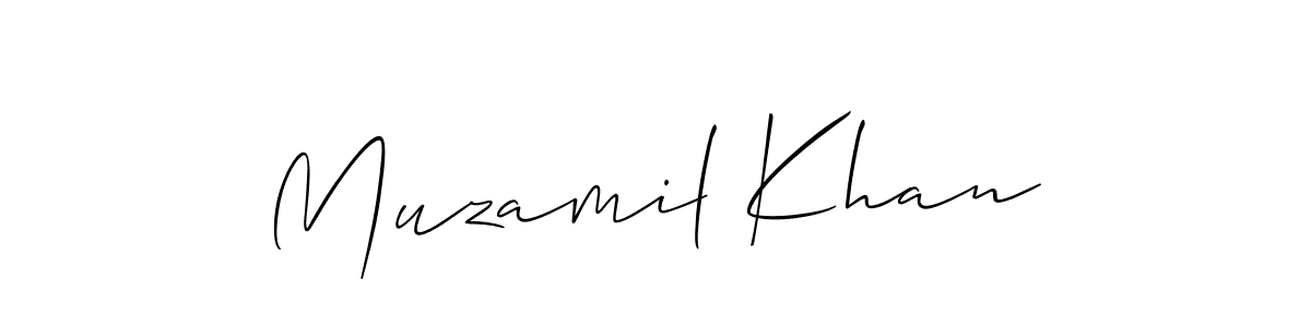 Allison_Script is a professional signature style that is perfect for those who want to add a touch of class to their signature. It is also a great choice for those who want to make their signature more unique. Get Muzamil Khan name to fancy signature for free. Muzamil Khan signature style 2 images and pictures png
