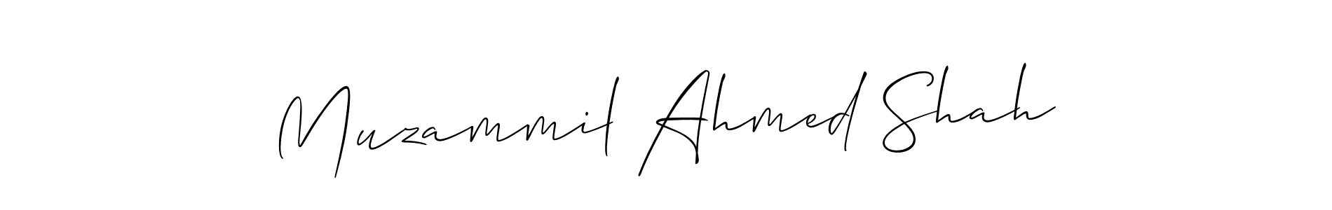 Make a beautiful signature design for name Muzammil Ahmed Shah. With this signature (Allison_Script) style, you can create a handwritten signature for free. Muzammil Ahmed Shah signature style 2 images and pictures png