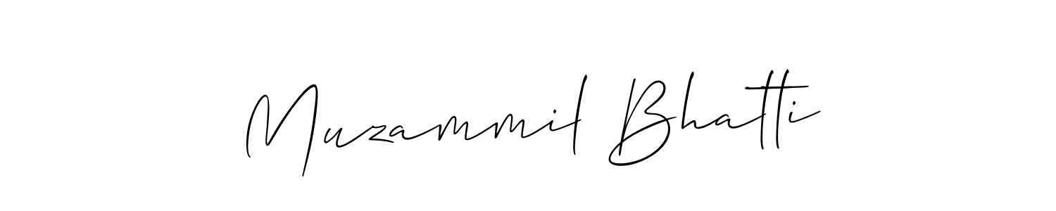 Create a beautiful signature design for name Muzammil Bhatti. With this signature (Allison_Script) fonts, you can make a handwritten signature for free. Muzammil Bhatti signature style 2 images and pictures png