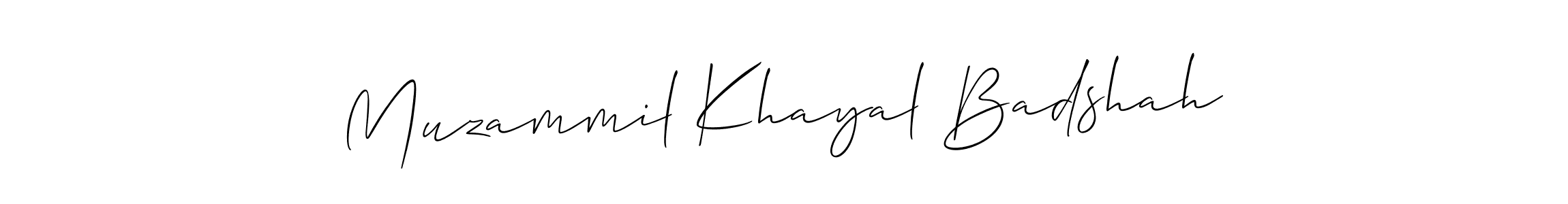 Make a short Muzammil Khayal Badshah signature style. Manage your documents anywhere anytime using Allison_Script. Create and add eSignatures, submit forms, share and send files easily. Muzammil Khayal Badshah signature style 2 images and pictures png