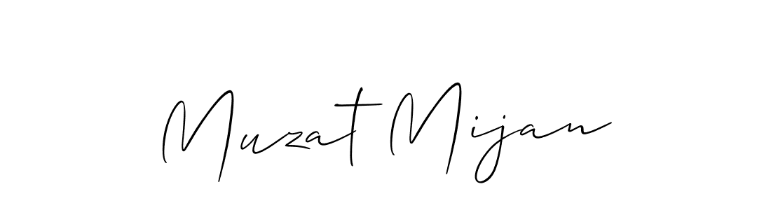 The best way (Allison_Script) to make a short signature is to pick only two or three words in your name. The name Muzat Mijan include a total of six letters. For converting this name. Muzat Mijan signature style 2 images and pictures png