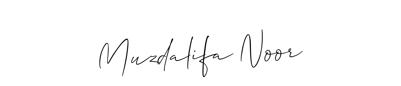 Muzdalifa Noor stylish signature style. Best Handwritten Sign (Allison_Script) for my name. Handwritten Signature Collection Ideas for my name Muzdalifa Noor. Muzdalifa Noor signature style 2 images and pictures png